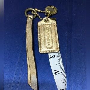 COACH 3 Gold Leather & Metal Button Charm Key Fob 3 Piece
